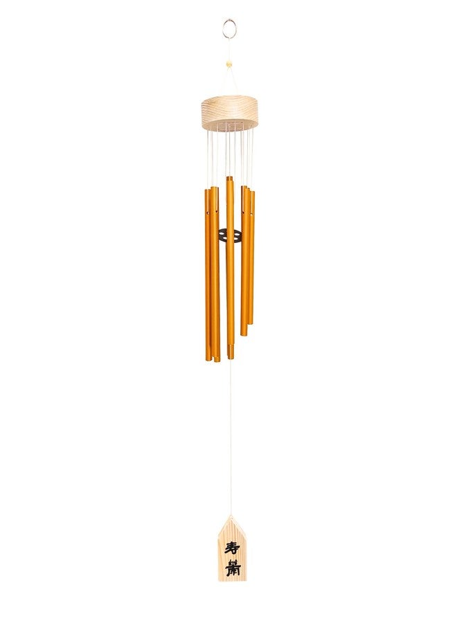 Plus Value Feng Shui Wind Chime Hanging Bells 8 Pipes Rods for Attracting Positive Vibrations Energy Home Office Balcony Living Room Bedroom Garden & Outdoors (Aluminium Metal, Gold) Windchimes - Image 1